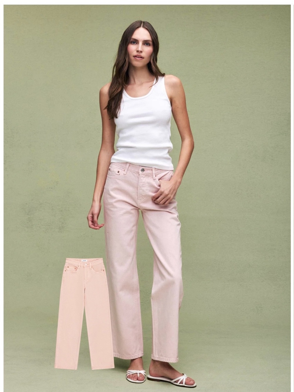 Women's Straight-Leg Jeans in Light Pink and matching Oversized Denim Jacket